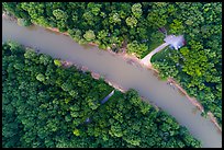 Aerial view of Green River and Houchin Ferry looking down. Mammoth Cave National Park ( color)