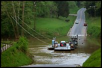 Car crossing Green River on ferry. Mammoth Cave National Park, Kentucky, USA.