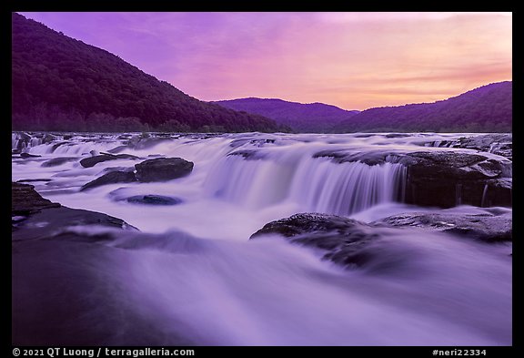 Sandstone Falls of the New River, sunset. New River Gorge National Park and Preserve (color)