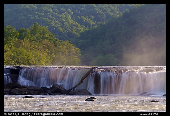 Sandstone Falls and hills. New River Gorge National Park and Preserve (color)