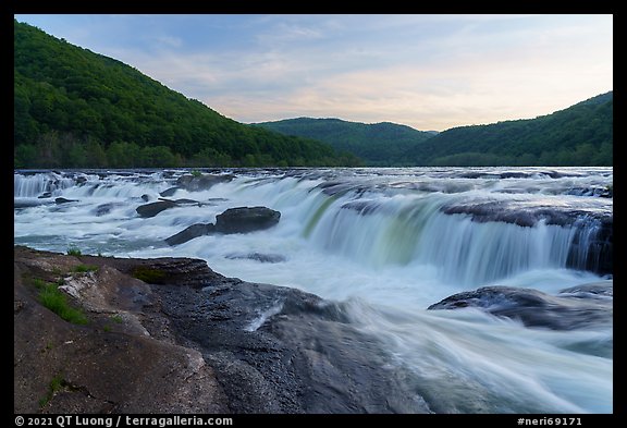 Sandstone Falls at sunset. New River Gorge National Park and Preserve (color)