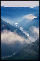 River gorge with low clouds. New River Gorge National Park and Preserve ( color)