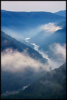 River gorge with low clouds. New River Gorge National Park and Preserve ( color)