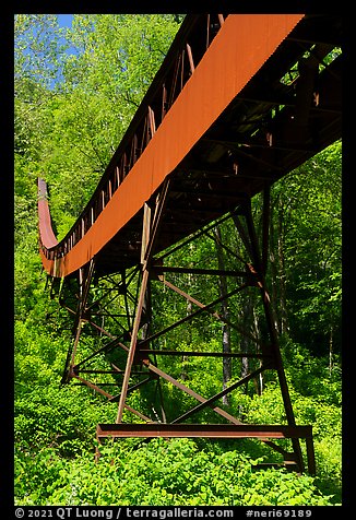 Conveyor descending hill from mine, Nuttallburg. New River Gorge National Park and Preserve (color)