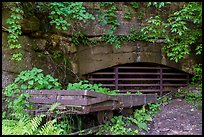 Wagon and mine opening, Kaymoor Mine Site. New River Gorge National Park and Preserve ( color)