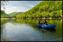 Rafters and historic Thurmond River Bridge. New River Gorge National Park and Preserve ( color)