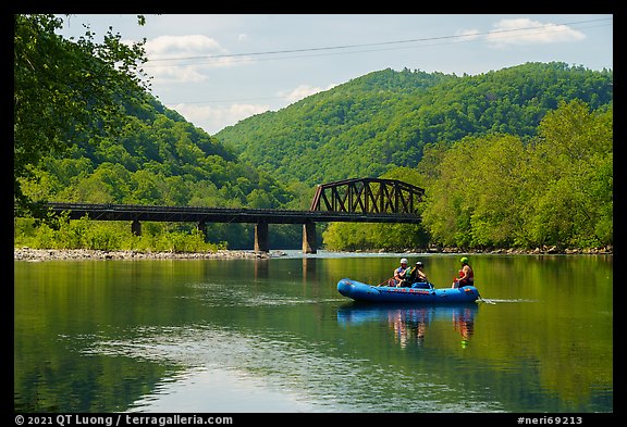 Raft uptream of Thurmond River Bridge. New River Gorge National Park and Preserve (color)