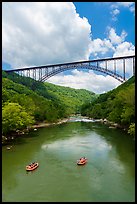 Rafts under New River Gorge Bridge. New River Gorge National Park and Preserve ( color)