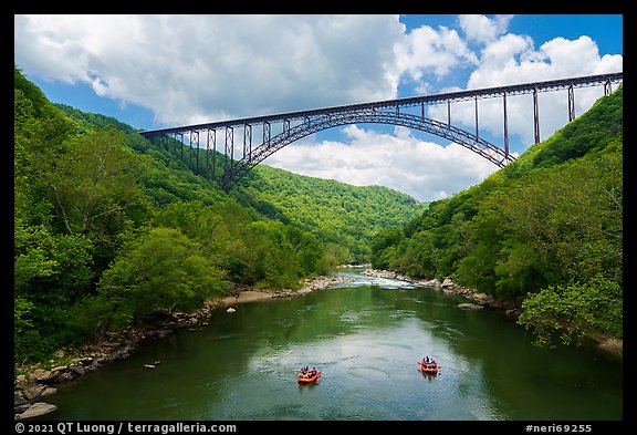 Rafting under New River Gorge Bridge. New River Gorge National Park and Preserve (color)