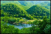 Settlement along New River from above. New River Gorge National Park and Preserve ( color)