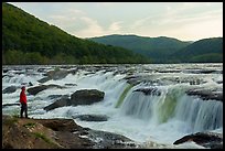 Visitor looking, Sandstone Falls. New River Gorge National Park and Preserve ( color)