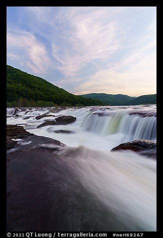 Sandstone Falls at sunset. New River Gorge National Park and Preserve (color)