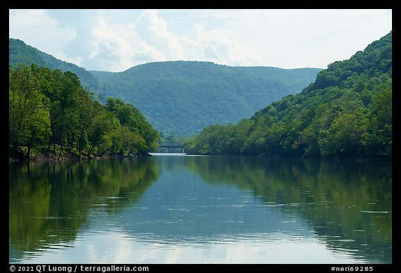 New River with railroad bridge. New River Gorge National Park and Preserve (color)