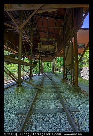 Rail tracks below tipple, Nuttallburg. New River Gorge National Park and Preserve (color)