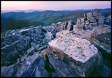 Rectangular rocks at dusk, Black Rock. Shenandoah National Park, Virginia, USA.