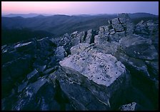 Rock slabs, Black Rock, dusk. Shenandoah National Park, Virginia, USA.