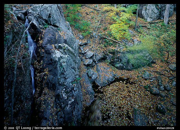 Waterfall and cliff from above. Shenandoah National Park (color)
