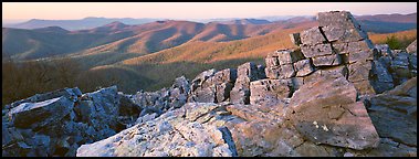 Appalachian landscape with rocks and hills. Shenandoah National Park (Panoramic color)
