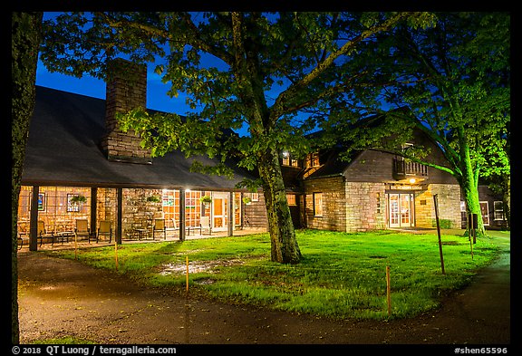 Big Meadows Lodge at night. Shenandoah National Park, Virginia, USA.