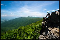 Hiker on Hawksbill Mountain. Shenandoah National Park ( color)