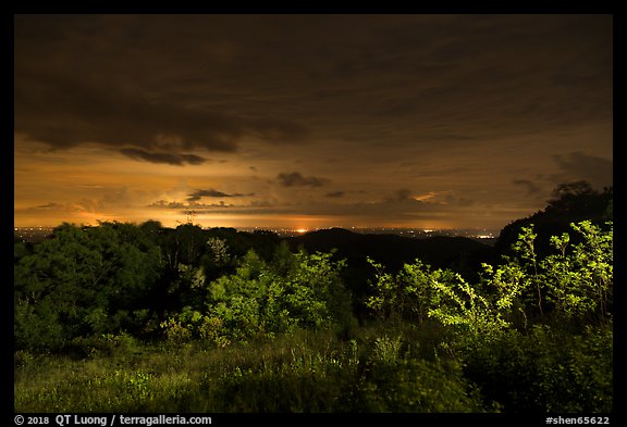 View from Thorofare Mountain Overlook at night. Shenandoah National Park (color)