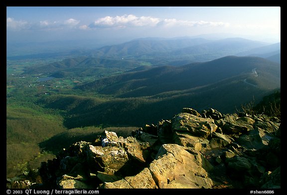 Panorama from Little Stony Man, early morning. Shenandoah National Park, Virginia, USA.