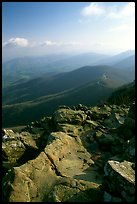 View over hills and crest from Little Stony Man, early morning. Shenandoah National Park, Virginia, USA.