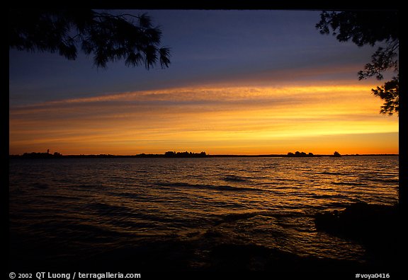 Sunrise, Kabetogama lake near Woodenfrog. Voyageurs National Park, Minnesota, USA.