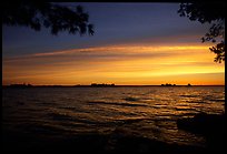 Sunrise, Kabetogama lake near Woodenfrog. Voyageurs National Park, Minnesota, USA. (color)