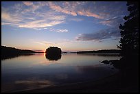 Sunset on island on Kabetogama lake near Ash river. Voyageurs National Park, Minnesota, USA.