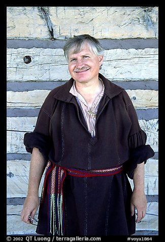 Park staff with outfit similar to that worn by the Voyageurs. Voyageurs National Park, Minnesota, USA.