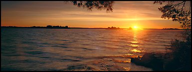 Sunrise over lake. Voyageurs National Park (Panoramic color)