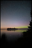 Faint aurora borealis, Bittersweet Island, Kabetogama Lake. Voyageurs National Park, Minnesota, USA.