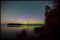 Northern Lights, Bittersweet Island, Kabetogama Lake. Voyageurs National Park, Minnesota, USA.