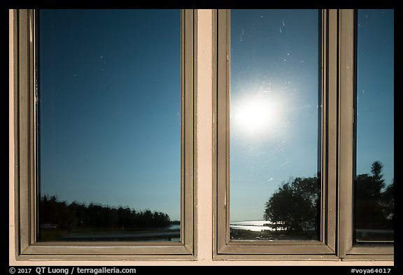 Kabetogama Lake window reflexion, Kabetogama visitor center. Voyageurs National Park (color)