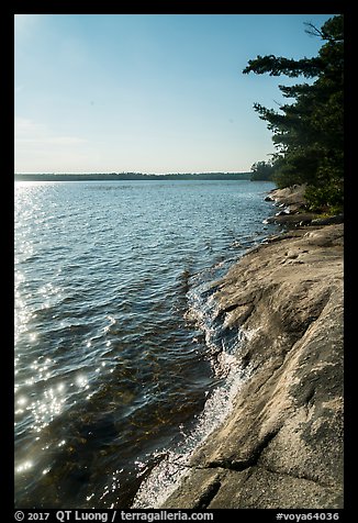 Rock slab on shore of Mukooda Lake. Voyageurs National Park (color)