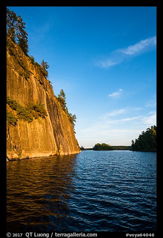 125 feet cliffs of Grassy Bay, Sand Point Lake. Voyageurs National Park, Minnesota, USA.