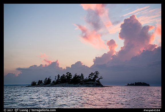 Islets and clouds at sunset, Rainy Lake. Voyageurs National Park (color)