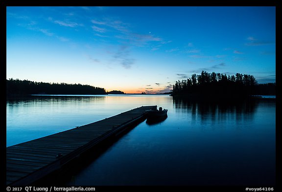 Dock and Anderson Bay at dawn. Voyageurs National Park (color)
