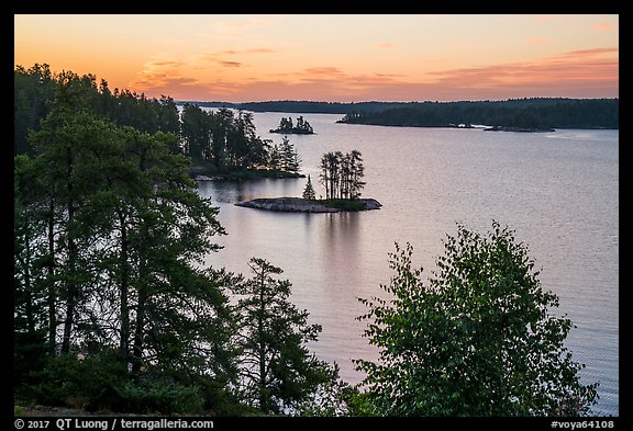 Islets and Anderson Bay, sunrise. Voyageurs National Park (color)