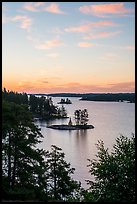 Forested Islets, Anderson Bay, sunrise. Voyageurs National Park ( color)
