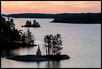 North Woods islets from above, Anderson Bay, sunrise. Voyageurs National Park ( color)