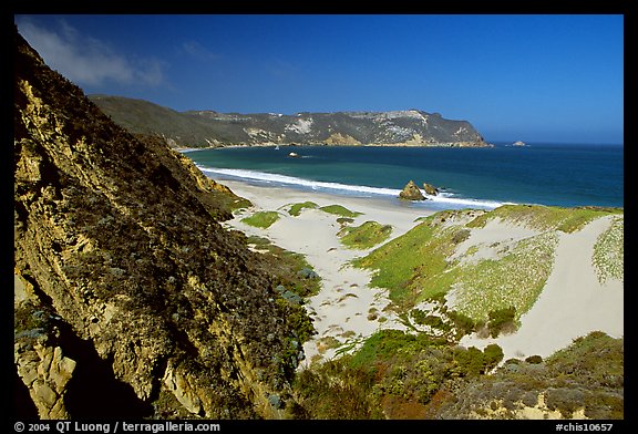Dunes and Cuyler Harbor, mid-day, San Miguel Island. Channel Islands National Park (color)