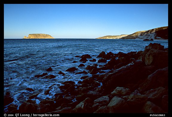 Prince Island and Cuyler Harbor, sunset, San Miguel Island. Channel Islands National Park (color)