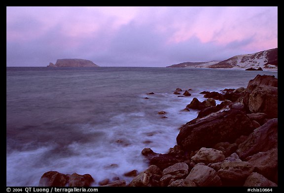Prince Island and Cuyler Harbor, dusk, San Miguel Island. Channel Islands National Park, California, USA.