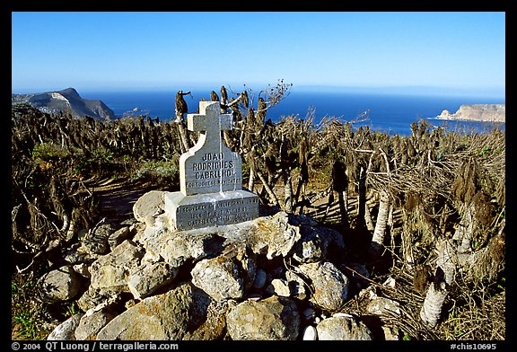 Monument commemorating Juan Rodriguez Cabrillo's landing on  island in 1542, San Miguel Island. Channel Islands National Park, California, USA.