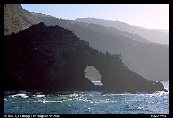 Sea arch and ridges, Santa Cruz Island. Channel Islands National Park, California, USA.