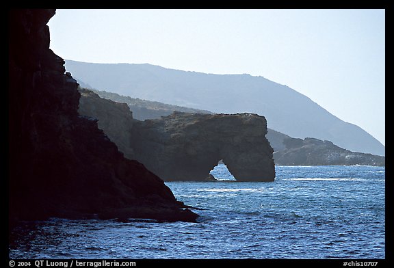Coastline with sea arch, Santa Cruz Island. Channel Islands National Park, California, USA.