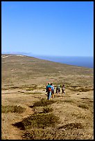 Hiking across  island to Point Bennett, San Miguel Island. Channel Islands National Park, California, USA.