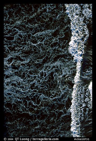 Surf foam seen from above, East Anacapa Island. Channel Islands National Park, California, USA.